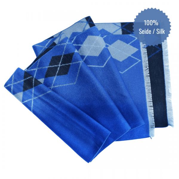 Scarf Shawl Silk Flannel Blue Black Grey Diamond